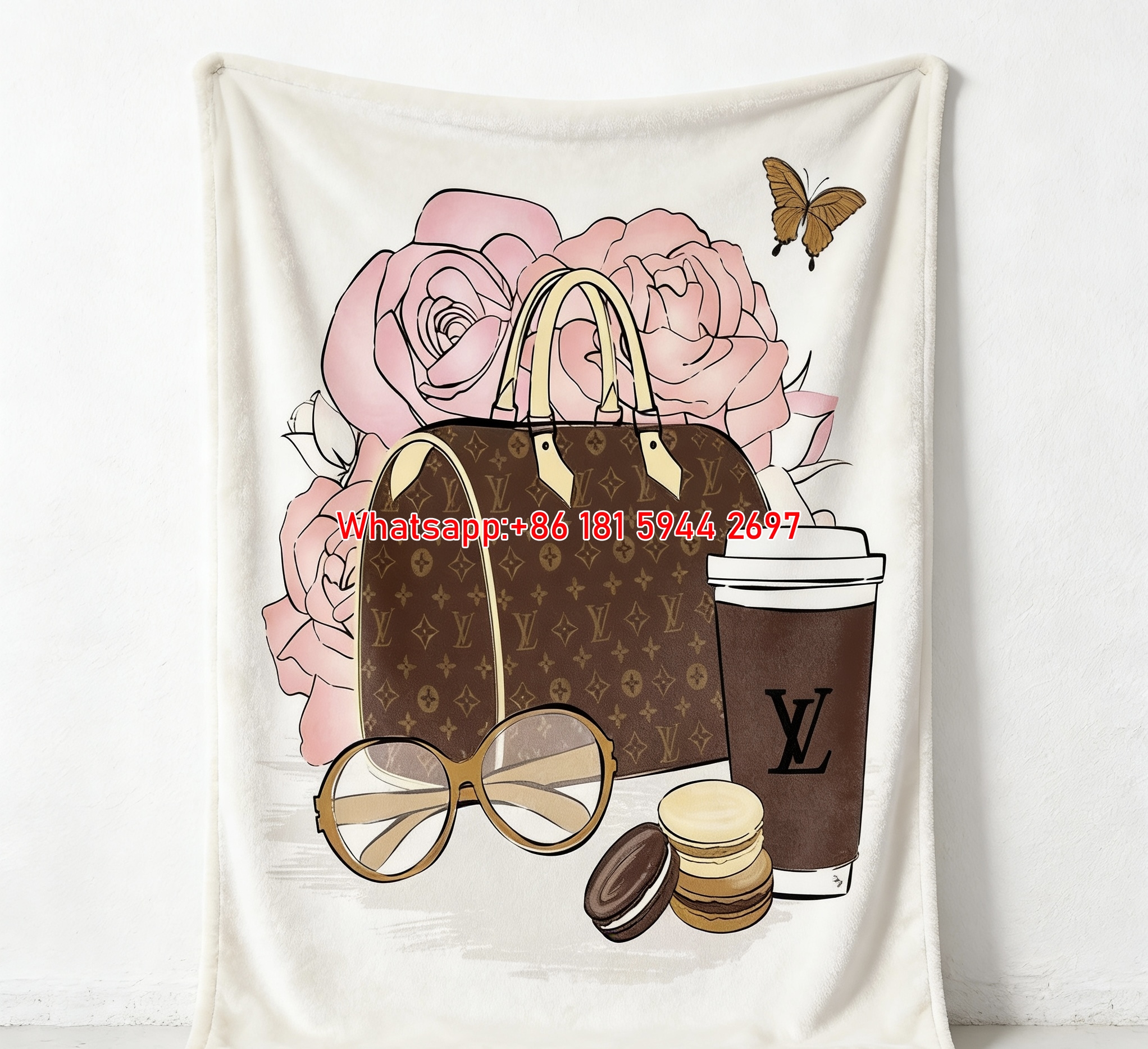 LV Parisian Glam Blanket Rose & LV Tote Throw 181
